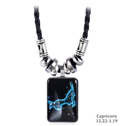 2022 Charm Pendant Necklace Galaxy Constellation Design 12 Zodiac Sign Horoscope Astrology Necklace for Women Men Resin Jewelry