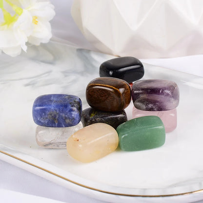10 Pcs /Set Natural Tumbled Stone 15-20mm Mix Rock And Quartz Rose Bead Chakra Healing Crystal Irregular Polishing Amethyst Home