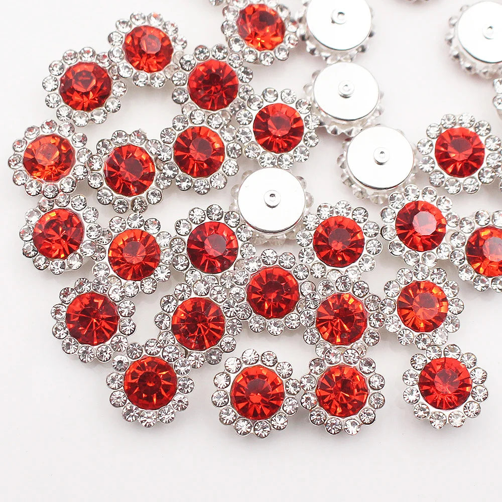 30PCS-100PCS Gold Flower Claw Rhinestones Glitter Crystals Trim Stones Beads Garment Crafts Sew On Rhinestones for Clothes Gems