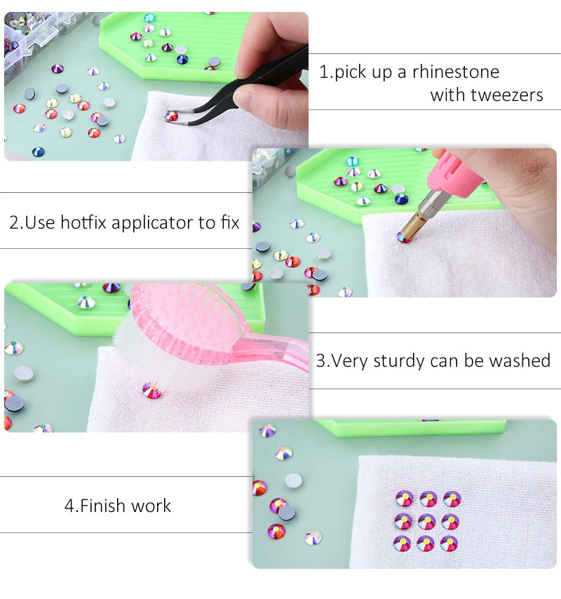 SS6-SS30 Multi-color Crystal AB Hot Fix Rhinestone Crystal Super Glitter Strass Iron On Rhinestones For Nail Art Fabric Garment