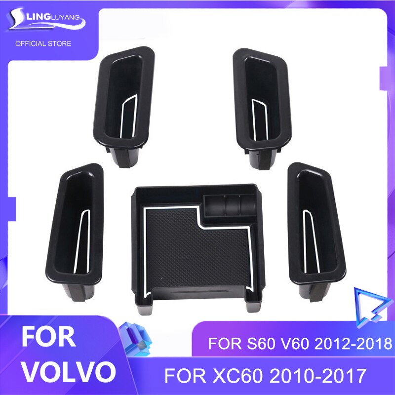 Car Styling for Volvo s60 v60 xc60 storage box door handle Armrest box beige/black Front door+back door Finishing box 2010-2017