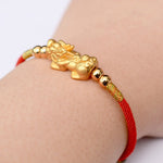 Lucky Red Rope Bracelets Pixiu Gold Color Tibetan Buddhist Knots Adjustable Charm Bracelet For Women Men