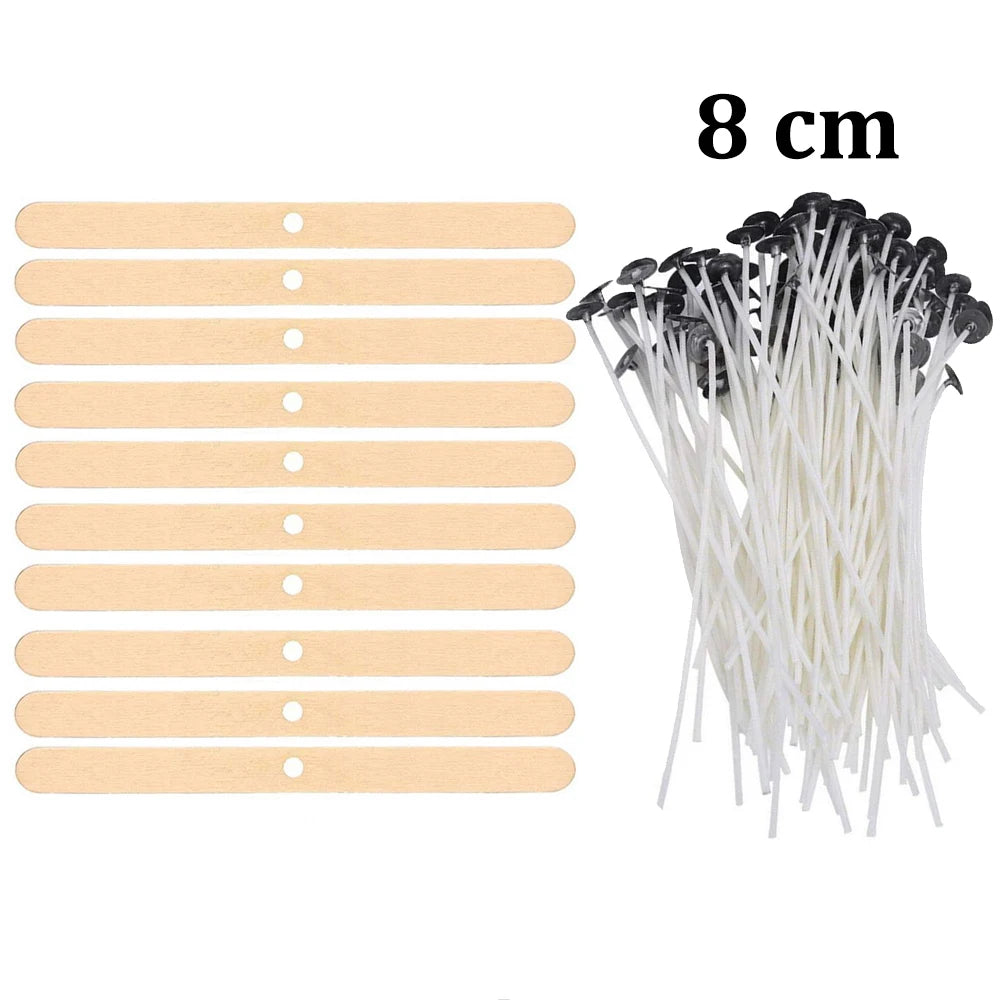 Smokeless Candle Wicks 2.6-20cm Pre-Waxed Cotton Core Wicks with Metal Sustainer Tabs DIY Handmade Candle Making Tools
