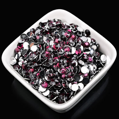 1000 viên Đá trang trí móng tay lấp lánh màu sắc ss6-ss30 Hạt đá pha lê nhựa resin mặt phẳng dùng trang trí giày dép túi xách quần áo phụ kiện DIY