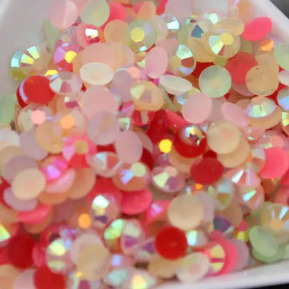 1000 viên Đá trang trí móng tay lấp lánh màu sắc ss6-ss30 Hạt đá pha lê nhựa resin mặt phẳng dùng trang trí giày dép túi xách quần áo phụ kiện DIY