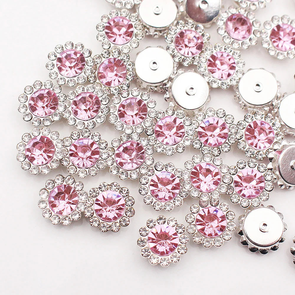 30PCS-100PCS Gold Flower Claw Rhinestones Glitter Crystals Trim Stones Beads Garment Crafts Sew On Rhinestones for Clothes Gems