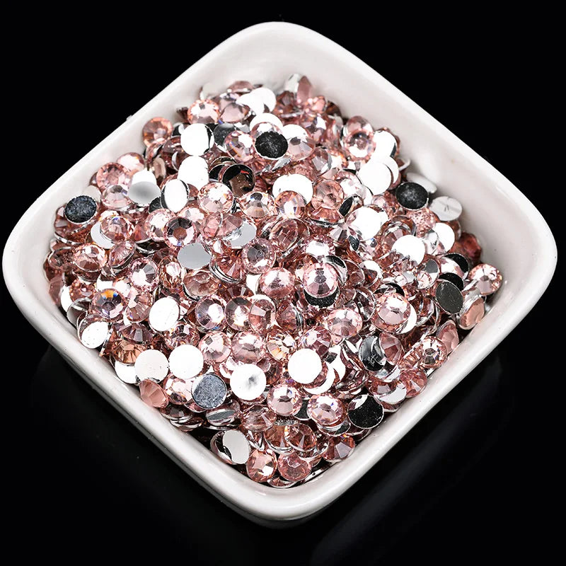 1000 viên Đá trang trí móng tay lấp lánh màu sắc ss6-ss30 Hạt đá pha lê nhựa resin mặt phẳng dùng trang trí giày dép túi xách quần áo phụ kiện DIY