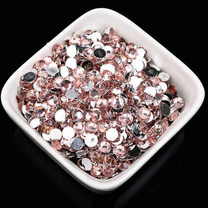 1000 viên Đá trang trí móng tay lấp lánh màu sắc ss6-ss30 Hạt đá pha lê nhựa resin mặt phẳng dùng trang trí giày dép túi xách quần áo phụ kiện DIY
