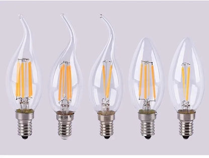 10PCS LED Bulb C35 E14 E12 E27 220V 110V Dimmable 2W 4W 6W Design Energy Saving Candle Warm White Filament Light 360 Degree Lamp