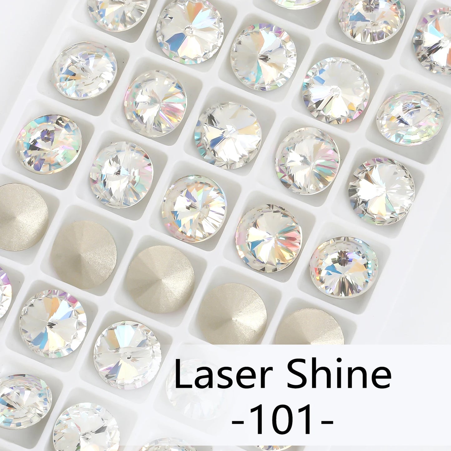 6/8/10/12/14MM Rivoli Rhinestone Round Pointed Diamond Stones Colorful Beads Crafts Crystal Nail Clothes Jewelry Accessories