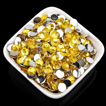 1000 viên Đá trang trí móng tay lấp lánh màu sắc ss6-ss30 Hạt đá pha lê nhựa resin mặt phẳng dùng trang trí giày dép túi xách quần áo phụ kiện DIY
