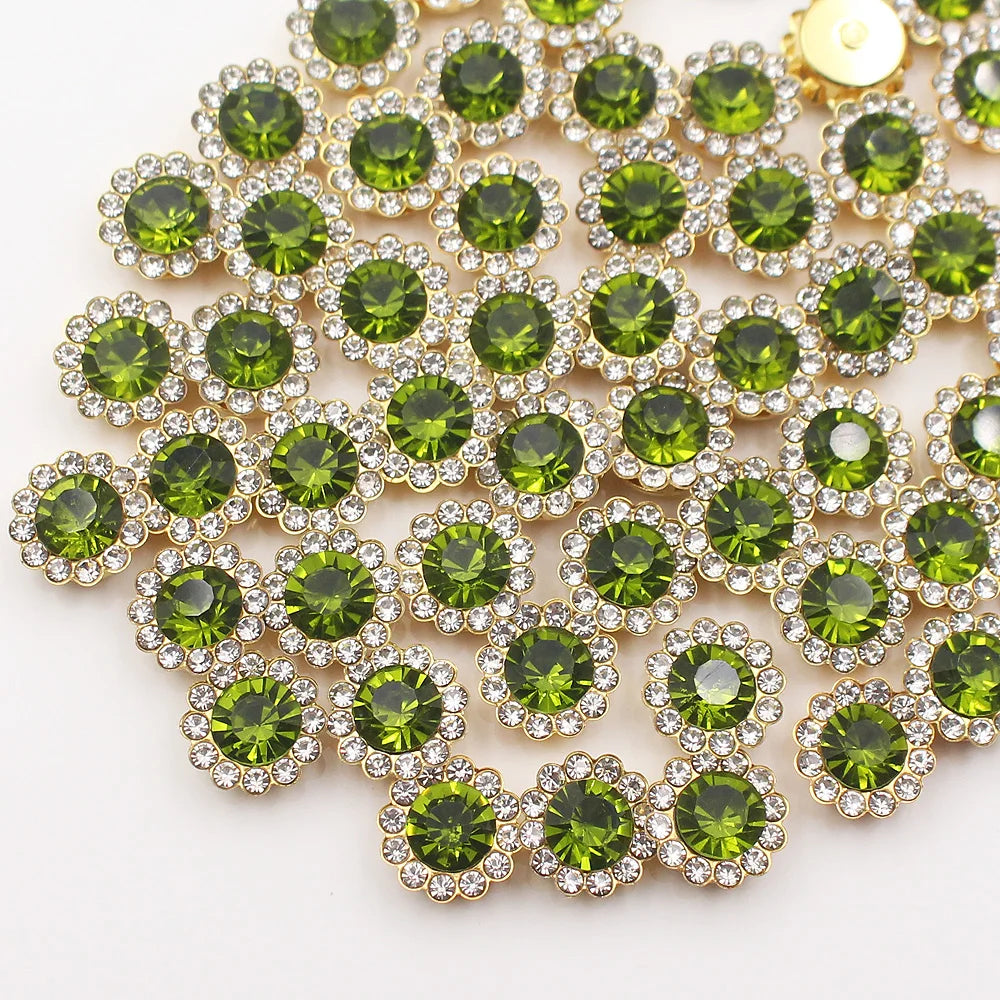 30PCS-100PCS Gold Flower Claw Rhinestones Glitter Crystals Trim Stones Beads Garment Crafts Sew On Rhinestones for Clothes Gems