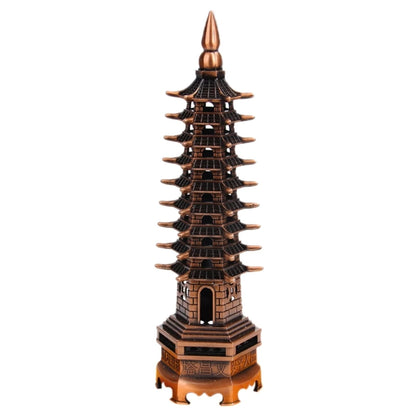 Feng Shui 9-Levels Alloy 3D Model Chinese Wenchang Pagoda Tower Crafts Statue Souvenir Home Decoration Metal Handicraft