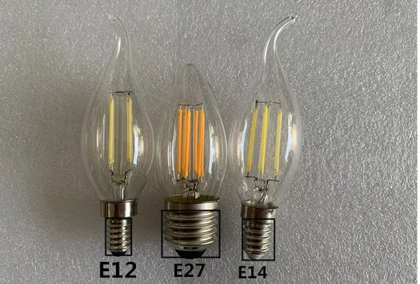 10PCS LED Bulb C35 E14 E12 E27 220V 110V Dimmable 2W 4W 6W Design Energy Saving Candle Warm White Filament Light 360 Degree Lamp
