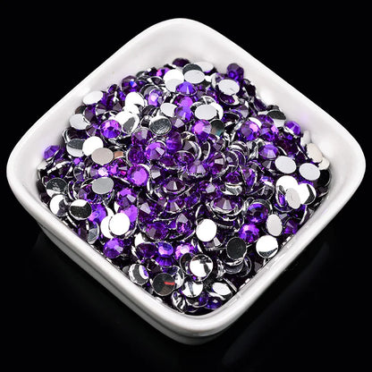 1000 viên Đá trang trí móng tay lấp lánh màu sắc ss6-ss30 Hạt đá pha lê nhựa resin mặt phẳng dùng trang trí giày dép túi xách quần áo phụ kiện DIY