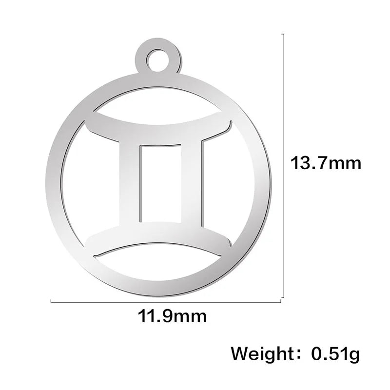 Teamer 12pcs Zodiac Floating Charms Stainless Steel Gemini Aries Libra Taurus Twelve Constellation Pendant  for Jewelry Making