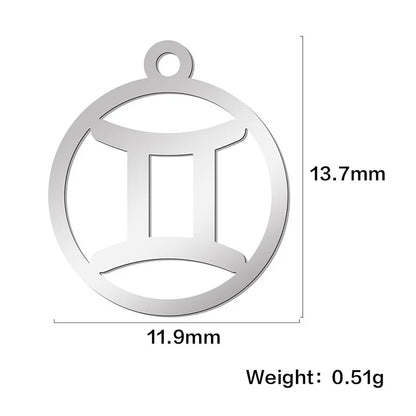 Teamer 12pcs Zodiac Floating Charms Stainless Steel Gemini Aries Libra Taurus Twelve Constellation Pendant for Jewelry Making