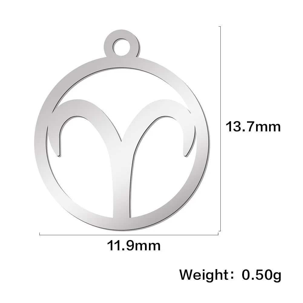 EUEAVAN 12pcs Zodiac Sign Charms Stainless Steel Charms for Making Jewelry Necklace Twelve Constellation Horoscope Pendant DIY