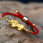 Lucky Red Rope Bracelets Pixiu Gold Color Tibetan Buddhist Knots Adjustable Charm Bracelet For Women Men