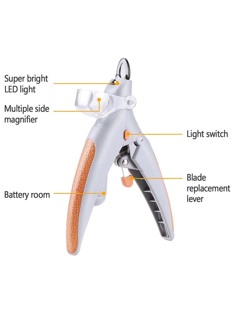 Professional Clipper for dogs Dog Nail Trimmer Pet Cat Claw Grinder With LED Light &amp; 5X Magnifier Safety Pet Nail Clippers