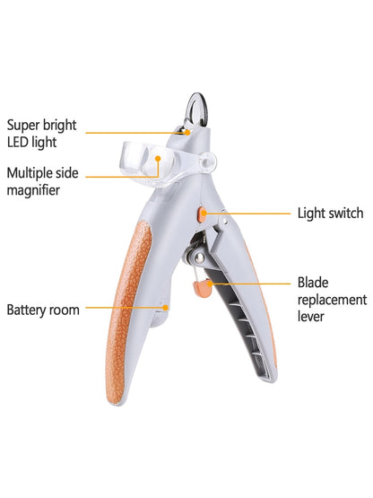 Professional Clipper for dogs Dog Nail Trimmer Pet Cat Claw Grinder With LED Light &amp; 5X Magnifier Safety Pet Nail Clippers