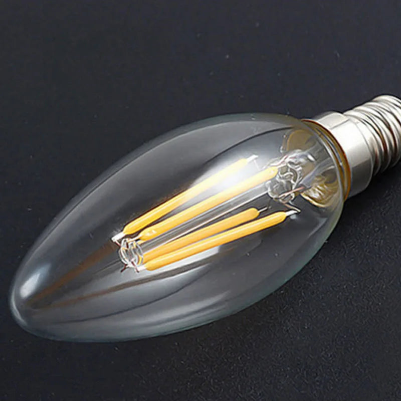 10PCS LED Bulb C35 E14 E12 E27 220V 110V Dimmable 2W 4W 6W Design Energy Saving Candle Warm White Filament Light 360 Degree Lamp