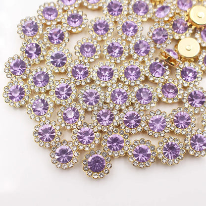 30PCS-100PCS Gold Flower Claw Rhinestones Glitter Crystals Trim Stones Beads Garment Crafts Sew On Rhinestones for Clothes Gems