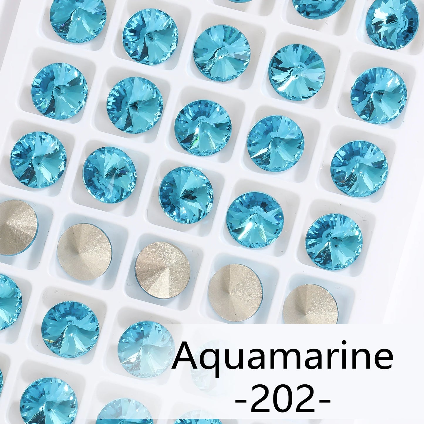 6/8/10/12/14MM Rivoli Rhinestone Round Pointed Diamond Stones Colorful Beads Crafts Crystal Nail Clothes Jewelry Accessories