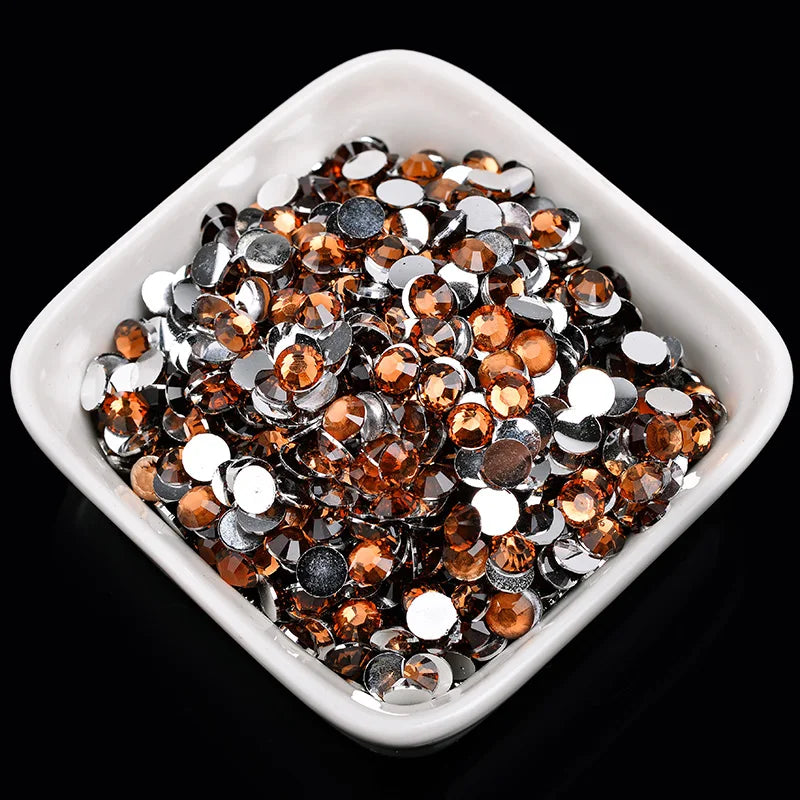 1000 viên Đá trang trí móng tay lấp lánh màu sắc ss6-ss30 Hạt đá pha lê nhựa resin mặt phẳng dùng trang trí giày dép túi xách quần áo phụ kiện DIY