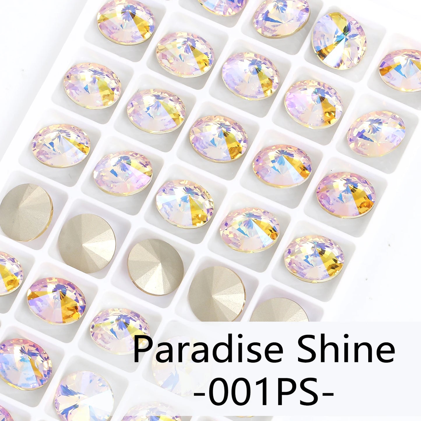 6/8/10/12/14MM Rivoli Rhinestone Round Pointed Diamond Stones Colorful Beads Crafts Crystal Nail Clothes Jewelry Accessories