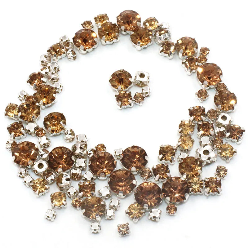 Hot Sale 100pcs/bag Mix Size Glass Crystal Stones Clothing Loose Beads Silver Claw Setting Sew On Rhinestones Diy Wedding Dress