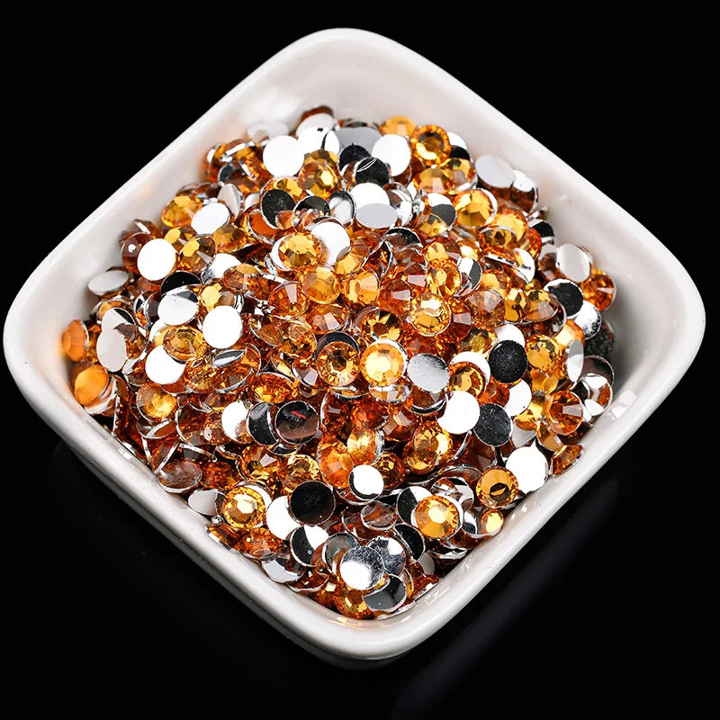 1000 viên Đá trang trí móng tay lấp lánh màu sắc ss6-ss30 Hạt đá pha lê nhựa resin mặt phẳng dùng trang trí giày dép túi xách quần áo phụ kiện DIY