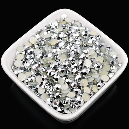1000 viên Đá trang trí móng tay lấp lánh màu sắc ss6-ss30 Hạt đá pha lê nhựa resin mặt phẳng dùng trang trí giày dép túi xách quần áo phụ kiện DIY