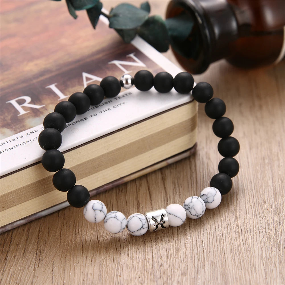 12 Constellations Handmade Beads Volcanic Stone Bracelets for Women Charm 12 Zodiac Bracelets Bangles Cuff Bracelet Pulseira