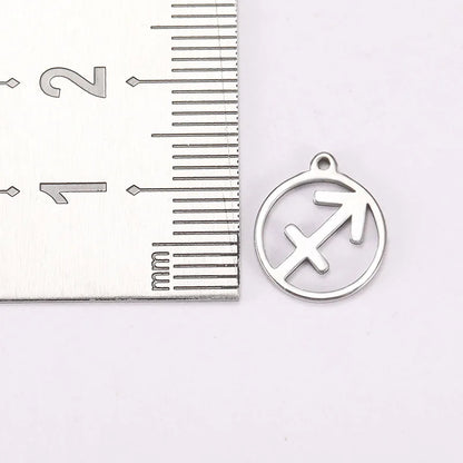 Teamer 12pcs Zodiac Floating Charms Stainless Steel Gemini Aries Libra Taurus Twelve Constellation Pendant for Jewelry Making