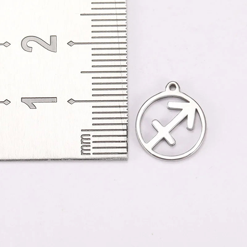 Teamer 12pcs Zodiac Floating Charms Stainless Steel Gemini Aries Libra Taurus Twelve Constellation Pendant  for Jewelry Making