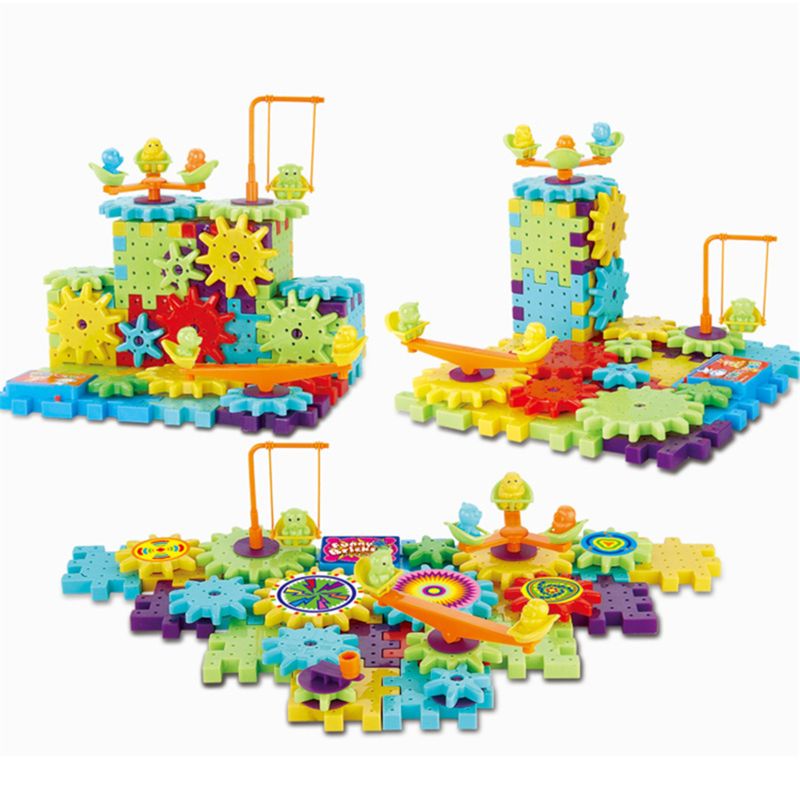 81 PCS Electric Gears 3D Model Building Kits Plastic Brick Blocks Educational Toys For Kids Children Gifts