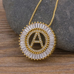 Hot Sale A-Z Initials 3 Colors Chooses Micro Pave CZ Letter Pendant Necklaces For Women Charm Chain Family Jewelry Gift