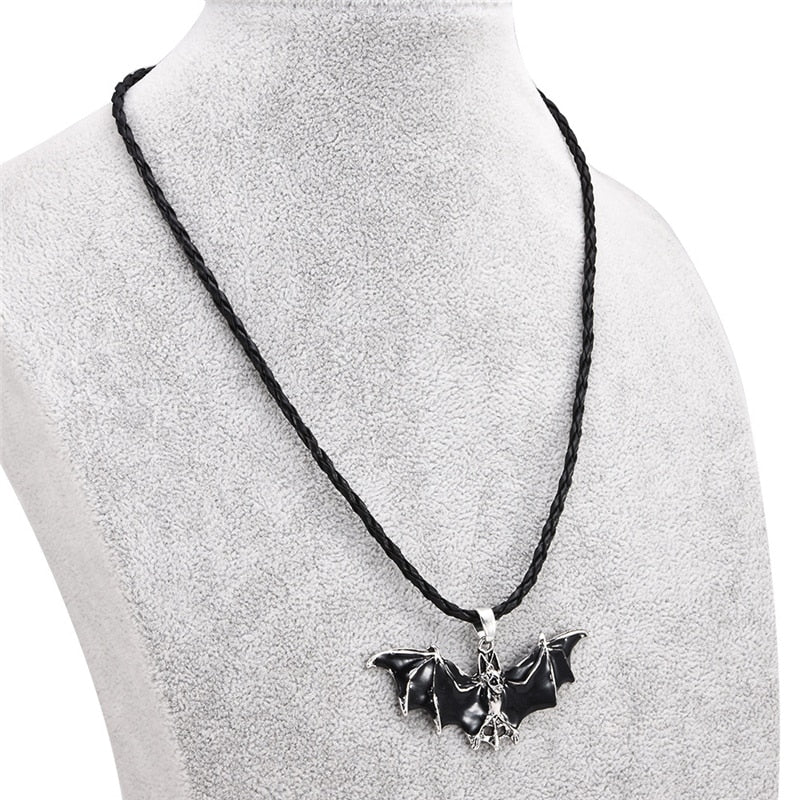 Doreen Box Halloween Punk Necklace Black Bat Animal Octopus Multilayer Layered Pendant Necklace For Women Men Jewelry Gift, 1 PC