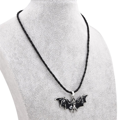 Doreen Box Halloween Punk Necklace Black Bat Animal Octopus Multilayer Layered Pendant Necklace For Women Men Jewelry Gift, 1 PC