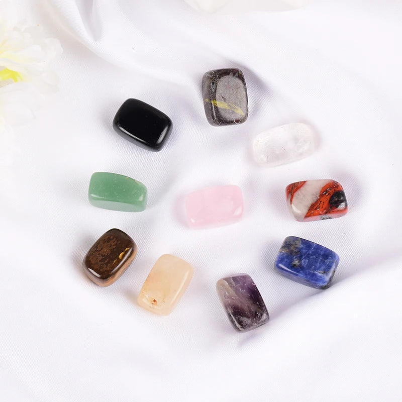 10 Pcs /Set Natural Tumbled Stone 15-20mm Mix Rock And Quartz Rose Bead Chakra Healing Crystal Irregular Polishing Amethyst Home
