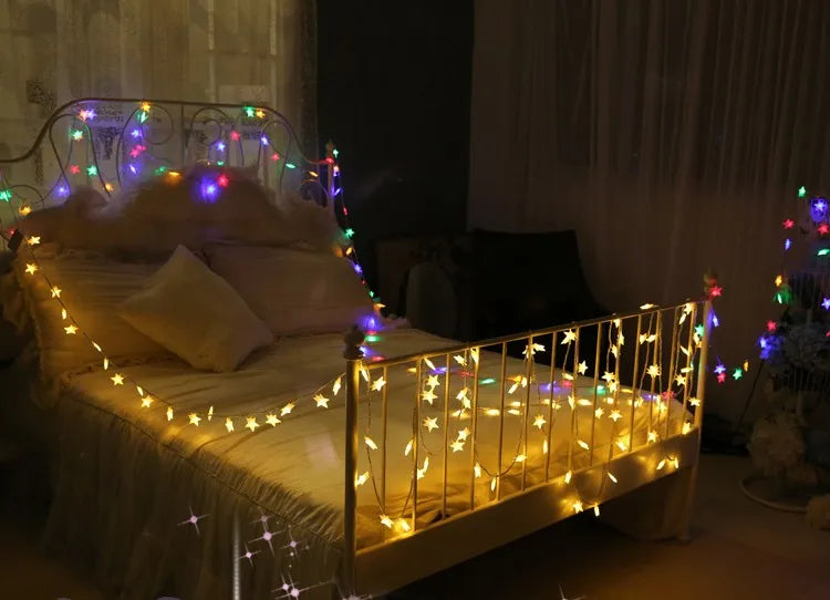 Đèn Led Dây Ngôi Sao 1.5m/3m/6m/10m Trang Trí Giáng Sinh, Đèn Thần Tiên Rèm Tiệc Cưới Dùng Pin USB Cho Gia Đình