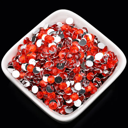 1000 viên Đá trang trí móng tay lấp lánh màu sắc ss6-ss30 Hạt đá pha lê nhựa resin mặt phẳng dùng trang trí giày dép túi xách quần áo phụ kiện DIY