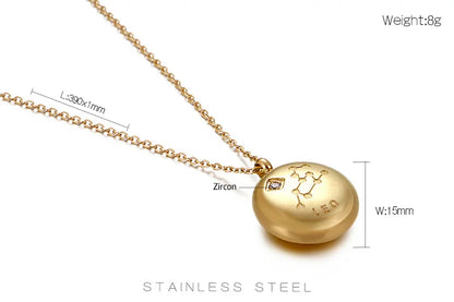 12 Constellation Necklace Zodiac Signs stainless Steel Coffee Beans Pendant Clavicle Chain Necklace Birthday Gifts for Women