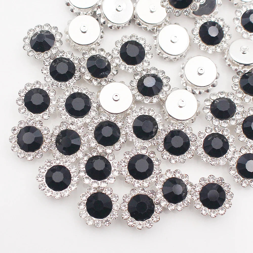 30PCS-100PCS Gold Flower Claw Rhinestones Glitter Crystals Trim Stones Beads Garment Crafts Sew On Rhinestones for Clothes Gems