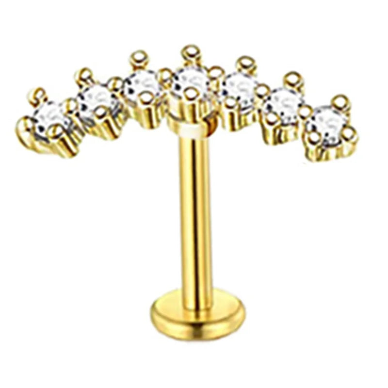 Crystal Flower Tragus Piercing Earring Flat 16G Cross Cartilage Piercing Stud Helix Jewelry Conch Rook Lobe Earring Labret Stud