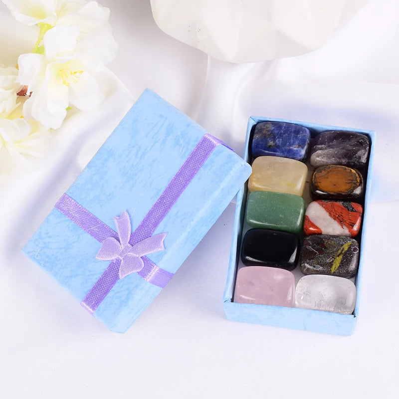 10 Pcs /Set Natural Tumbled Stone 15-20mm Mix Rock And Quartz Rose Bead Chakra Healing Crystal Irregular Polishing Amethyst Home