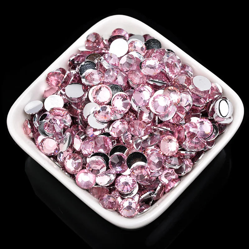 1000 viên Đá trang trí móng tay lấp lánh màu sắc ss6-ss30 Hạt đá pha lê nhựa resin mặt phẳng dùng trang trí giày dép túi xách quần áo phụ kiện DIY