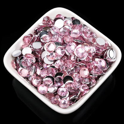 1000 viên Đá trang trí móng tay lấp lánh màu sắc ss6-ss30 Hạt đá pha lê nhựa resin mặt phẳng dùng trang trí giày dép túi xách quần áo phụ kiện DIY