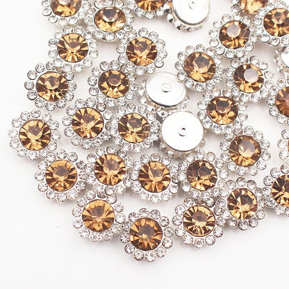 30PCS-100PCS Gold Flower Claw Rhinestones Glitter Crystals Trim Stones Beads Garment Crafts Sew On Rhinestones for Clothes Gems